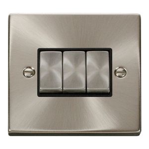 3 gang 2 way 10AX ingot switch - black inserts