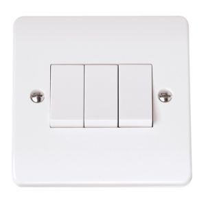 10AX Plate Switches - 3 gang 2 way 